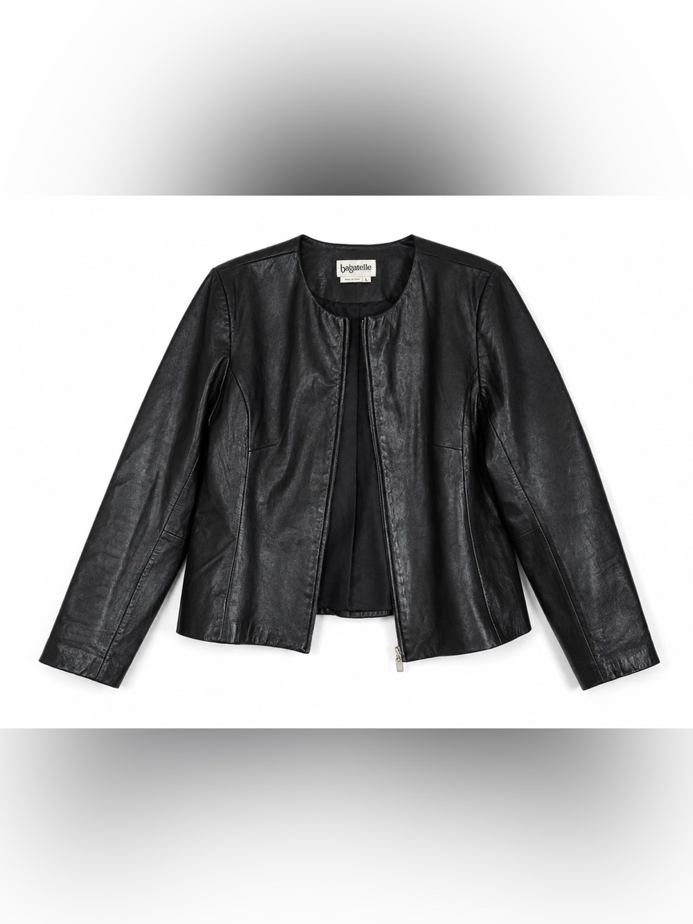 Edgy Moto-Chic 90s-Grunge Elevated Biker-Lite Black Leather Jacket, size Large - Picture 4 of 14
